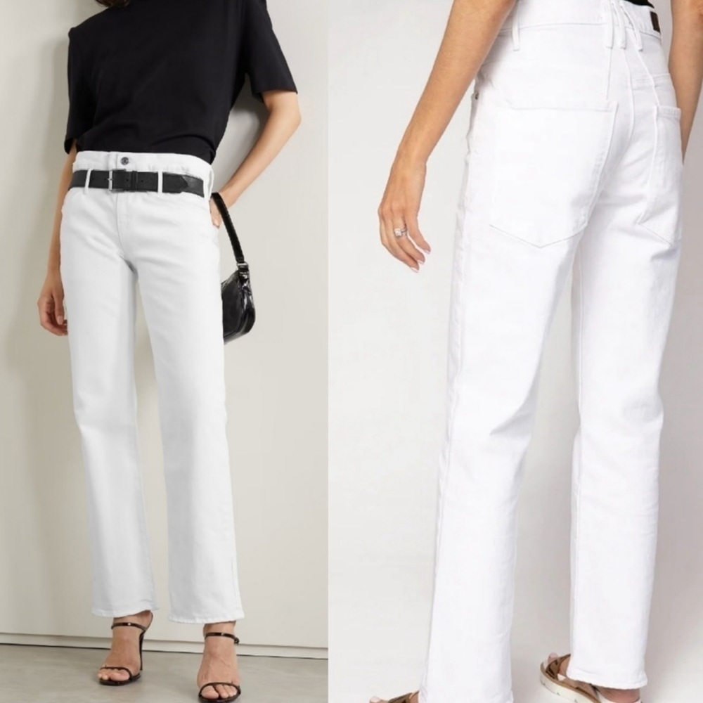 RTA Jeans Dexter Belted Boyfriend High Rise Straight Leg Pants White Denim Y2K M - Picture 7 of 15